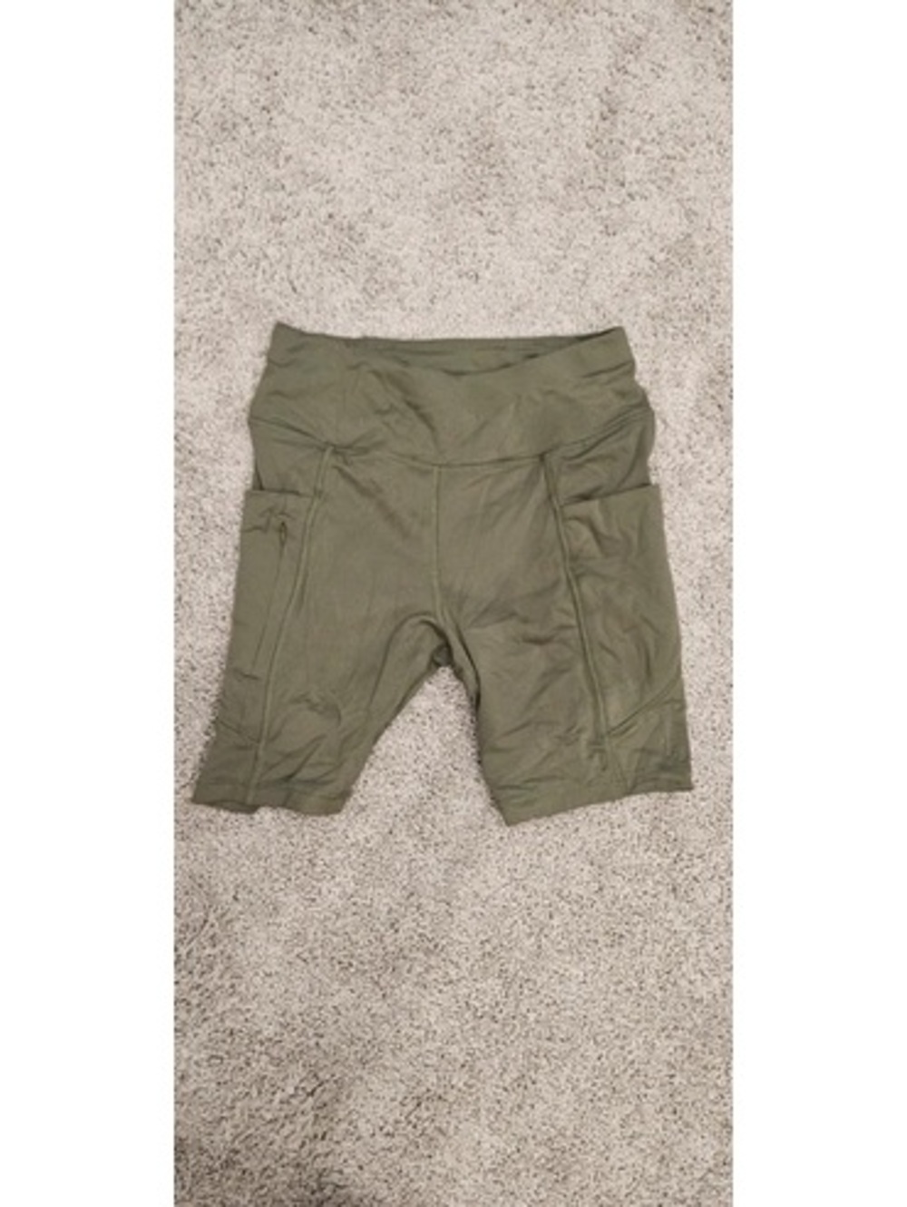 AVIA Olive Green Athletic Compression Shorts with Side Pockets